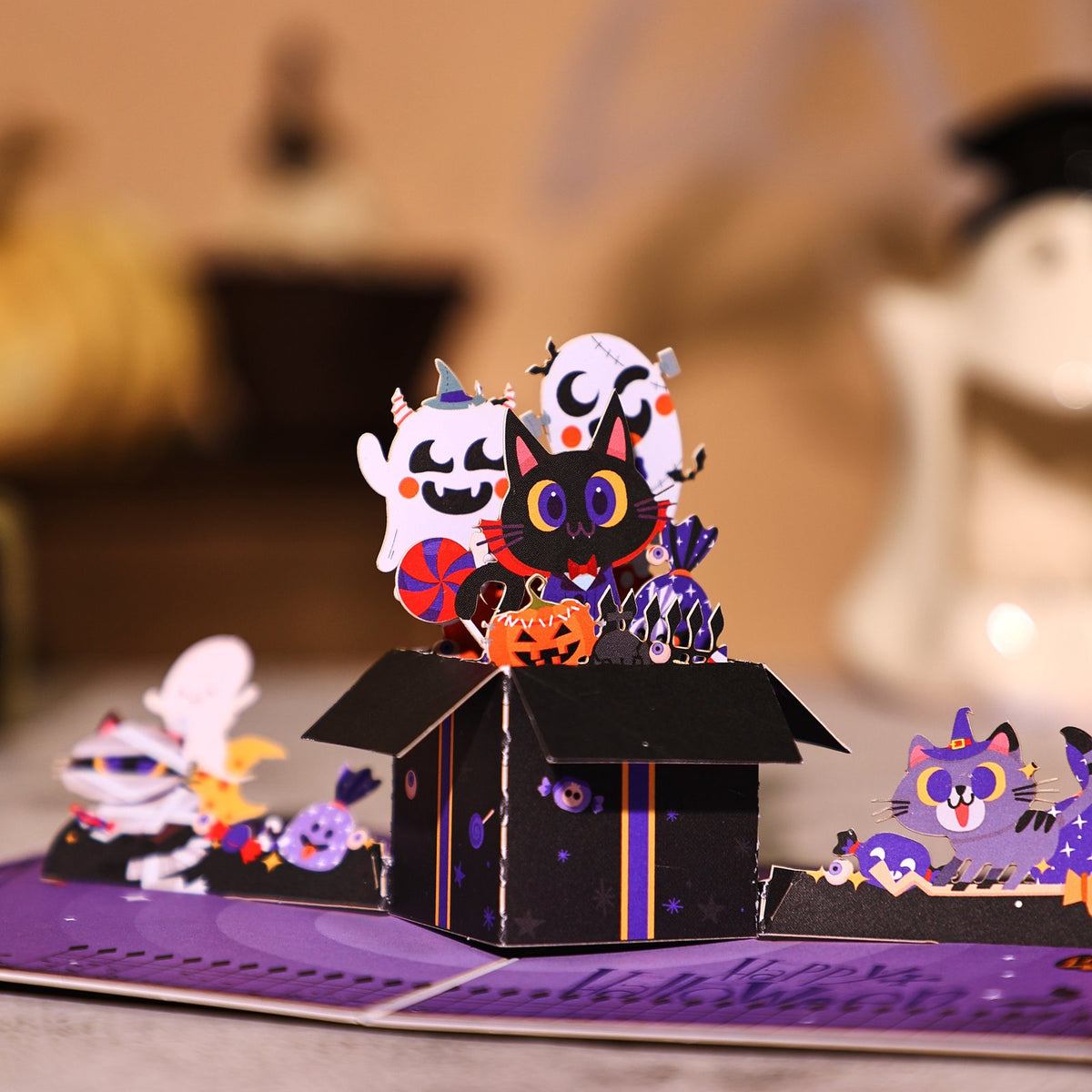 Halloween Cat Devil Greeting Card
