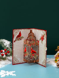 Vintage Cardinal Winter Birdcage Greeting Card