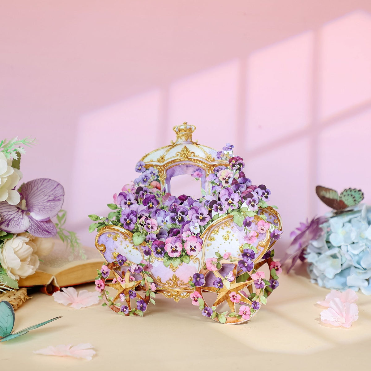Lavender Flower Cart Greeting Card Ornament