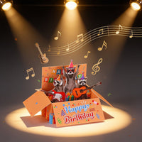 Raccoon Music Party Birthday Greeting Card
