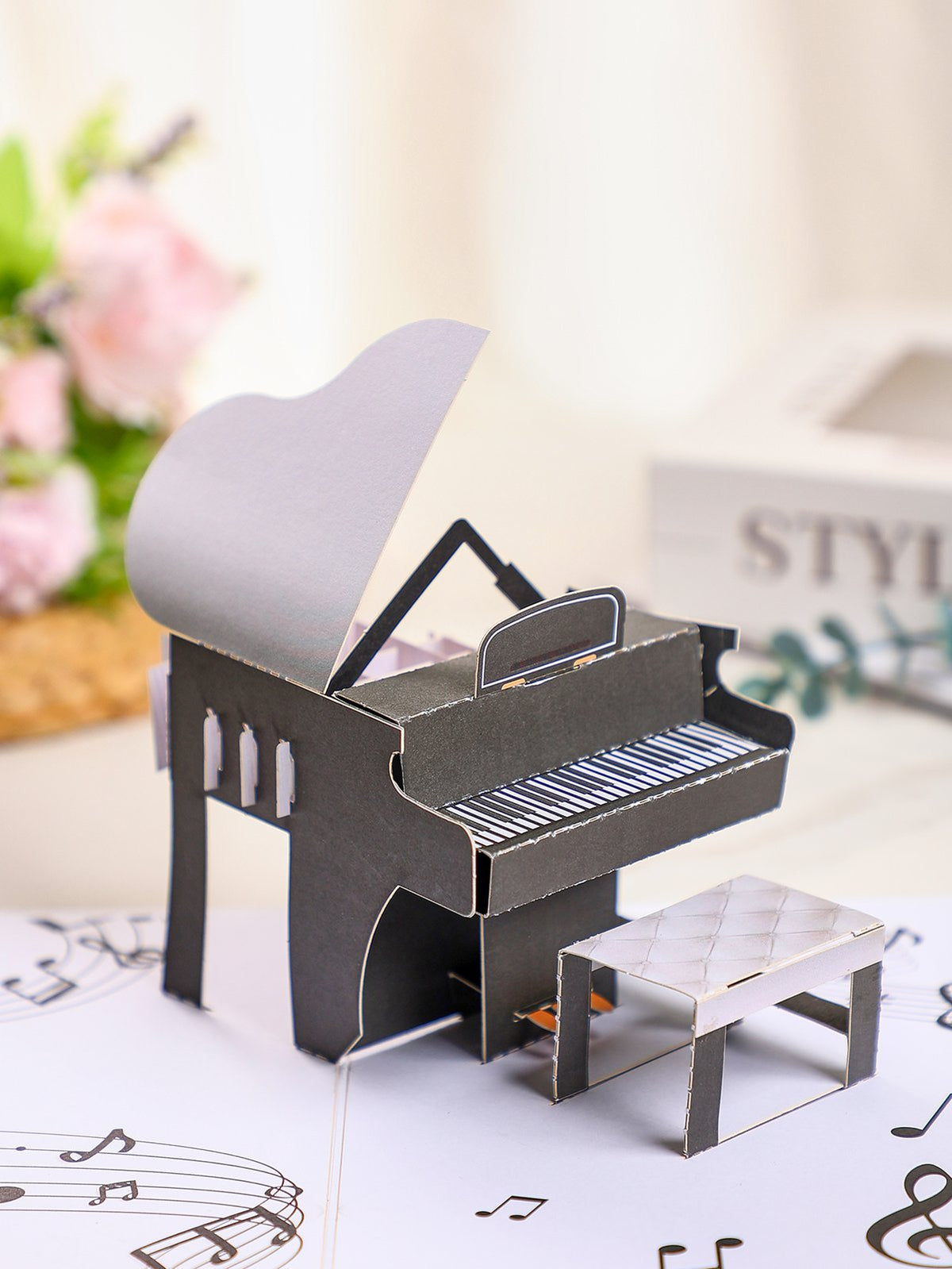 Piano Swirl Flip Pop Up Card