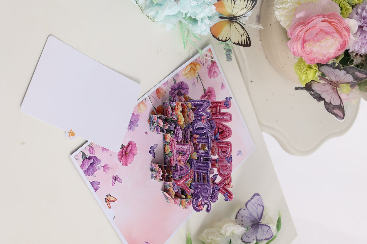 Purple Mother's Day Floral 3D Pop Up Card