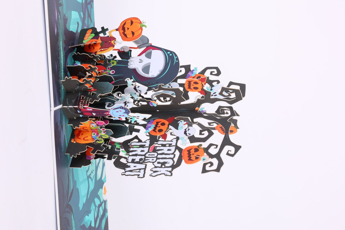Blue Halloween Flip Pop Up Card