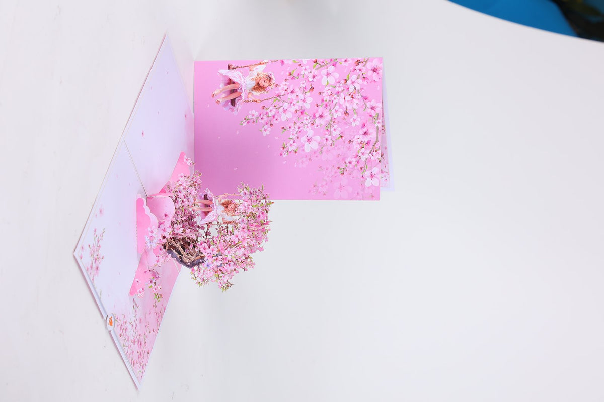 Cherry Blossom Crescent Moon Elf Pink Inside Design 3D Pop Up Card