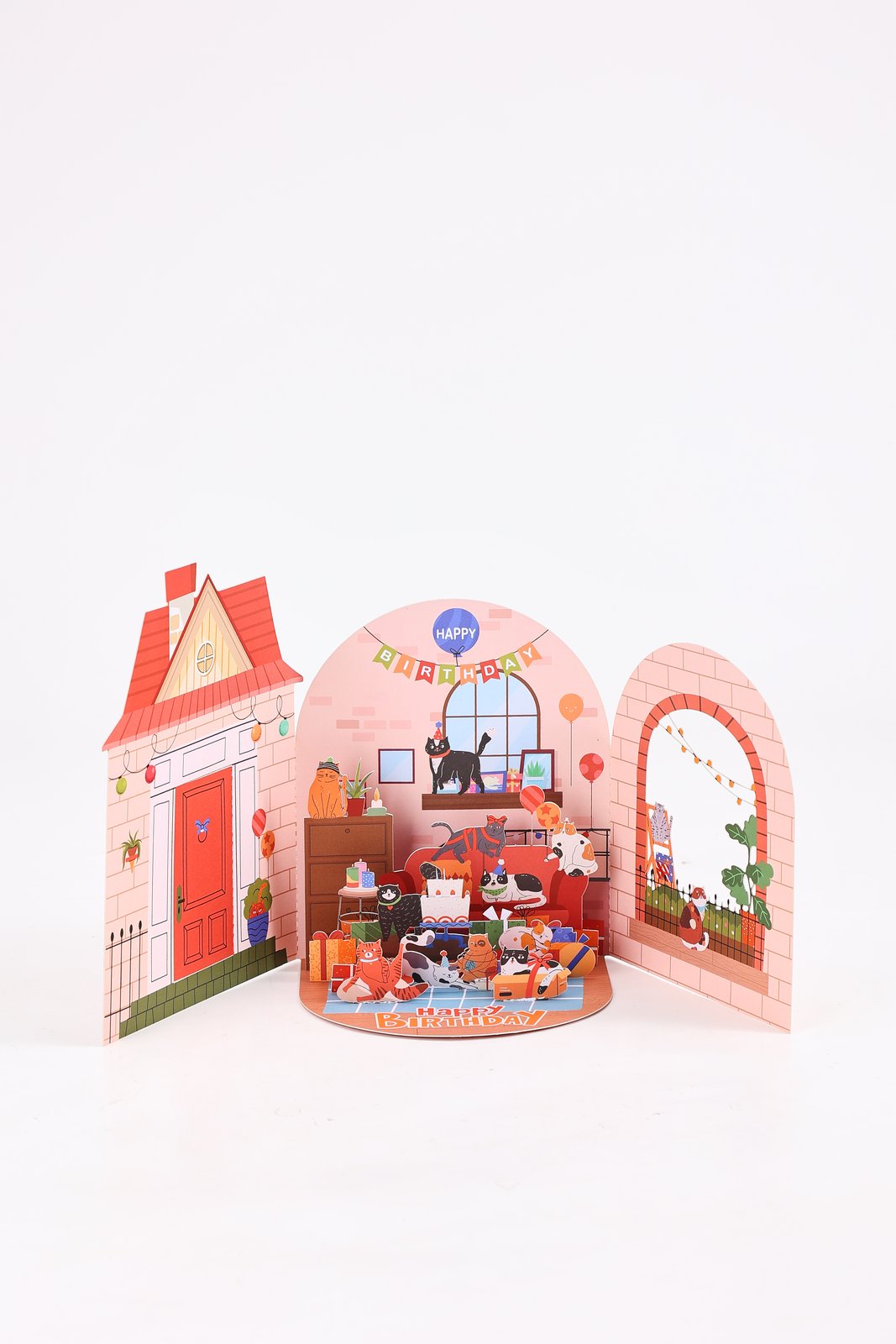Cat Birthday Double Door 3D Pop Up Card