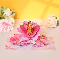 Hummingbird Floral Flip Pop Up Card