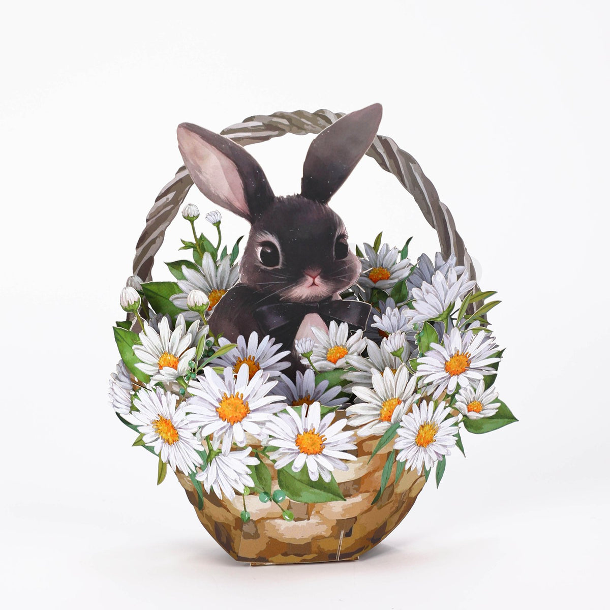 Black Rabbit Daisy Flower Basket Hanging Ornament
