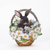 Black Rabbit Daisy Flower Basket Hanging Ornament