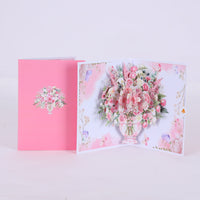 Pink Rose Flower Vase Pop Up Card