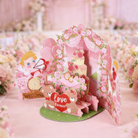 Pink Wedding Floral Wreath 3D Pop Up Card