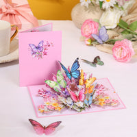 Pink Orchid Butterfly Flowering Shrubs 3D Pop Up Card