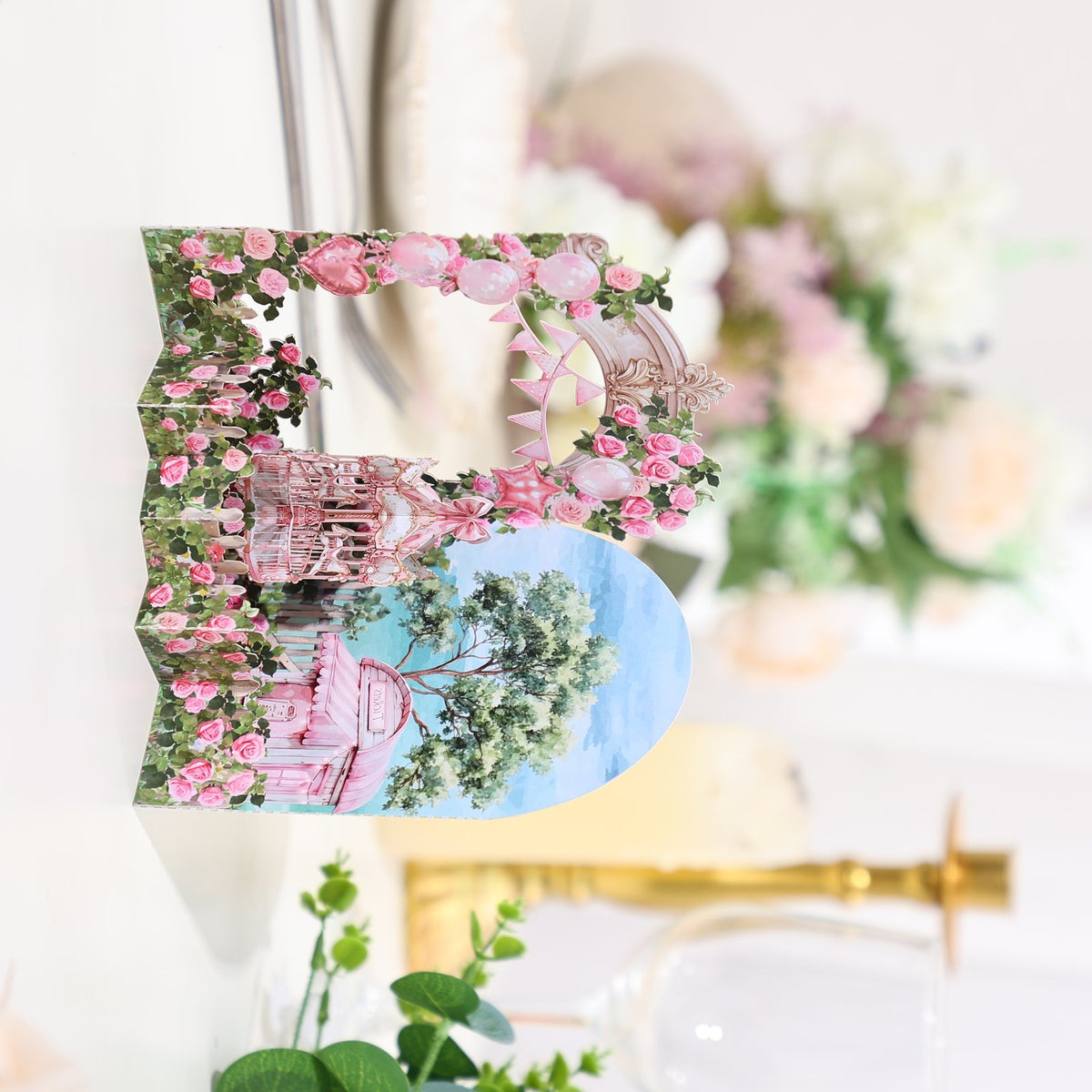 Pink Garden Carousel Greeting Card