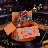 Raccoon Music Party Birthday Greeting Card