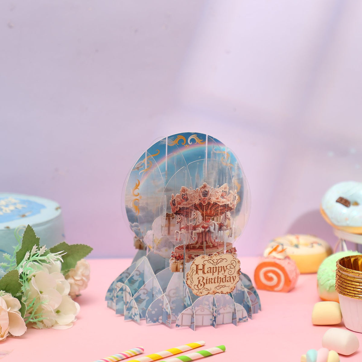 Carousel Crystal Ball Birthday Greeting Card
