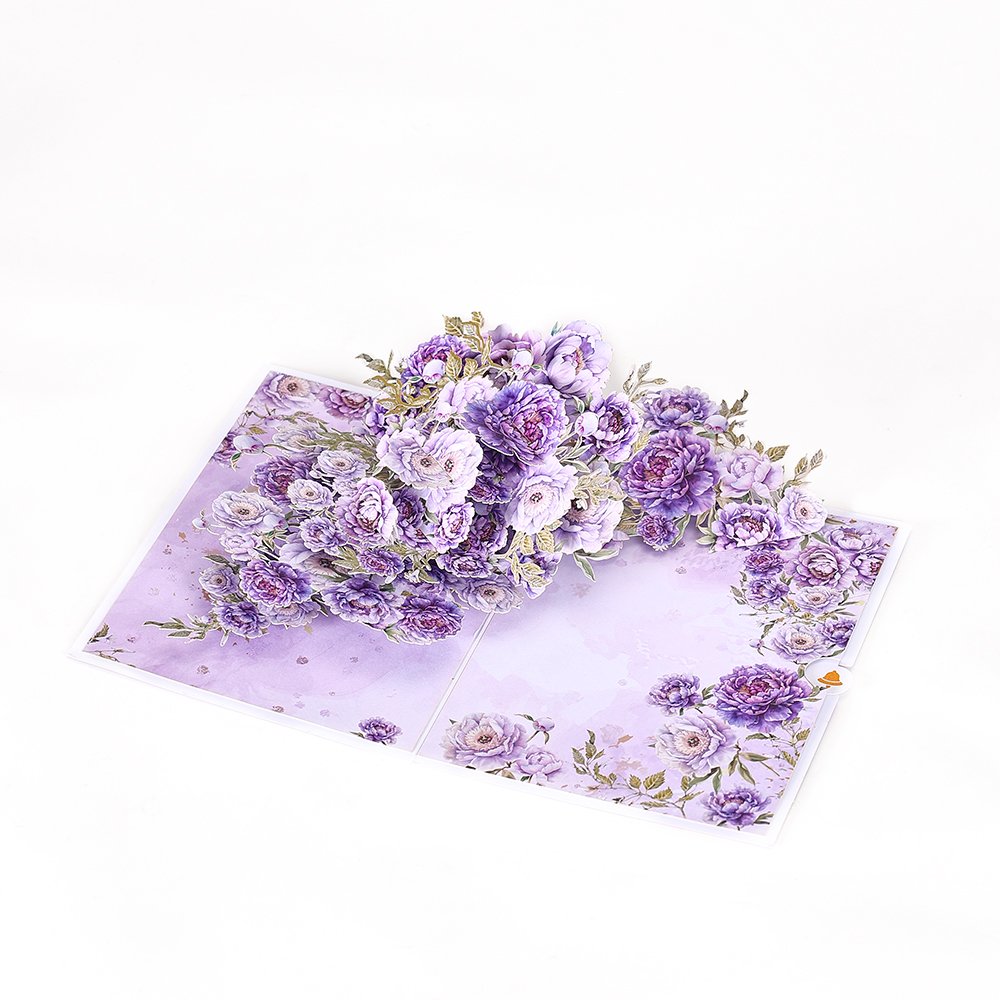 Purple Peony Floral Branch Greeting Card