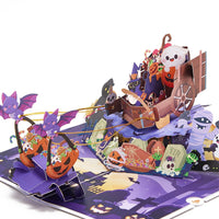 Halloween Cat & Bat Cart Pop Up Card