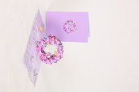 Purple Orchid Floral Wreath 3D Pop Up Card