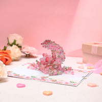 Pink Rose Heart 3D Pop Up Card