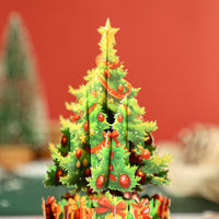 Red Tone Christmas Tree Pop Up Card