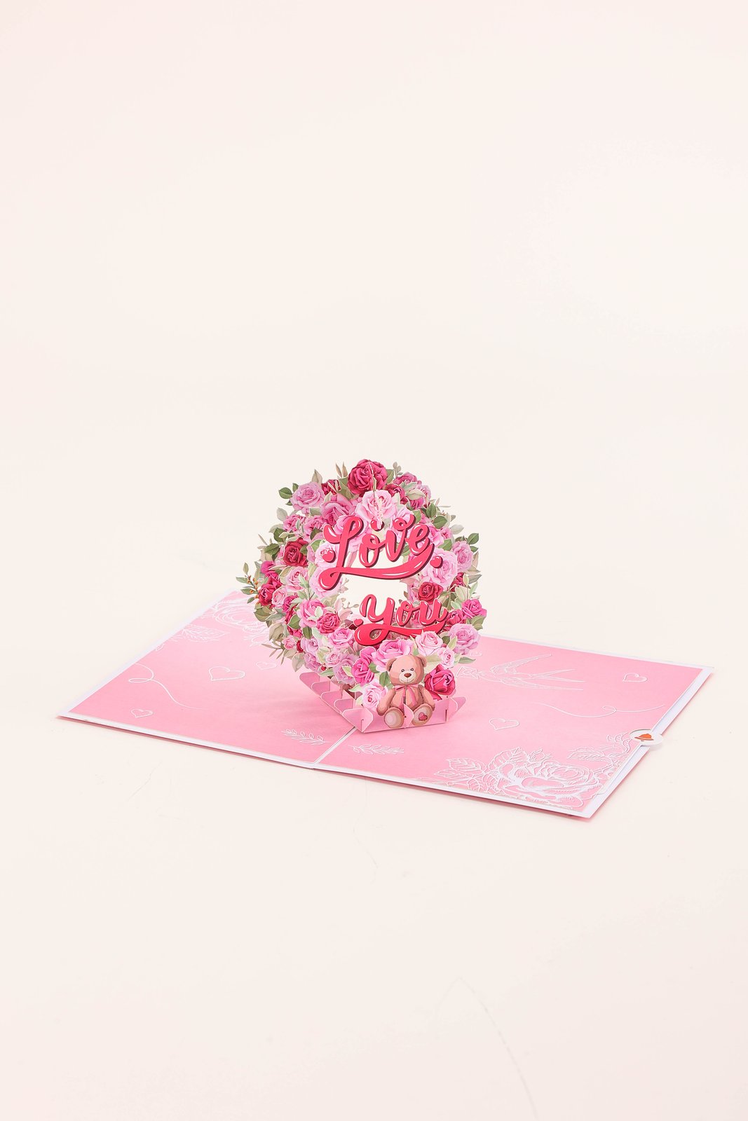 Valentine's Day Love You Rose Bear 3D Pop Up Card