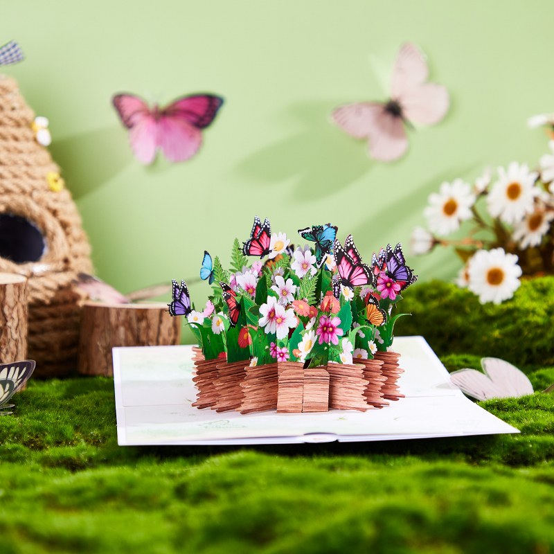Mother's Day Butterfly Flower Basket Pop Up Card