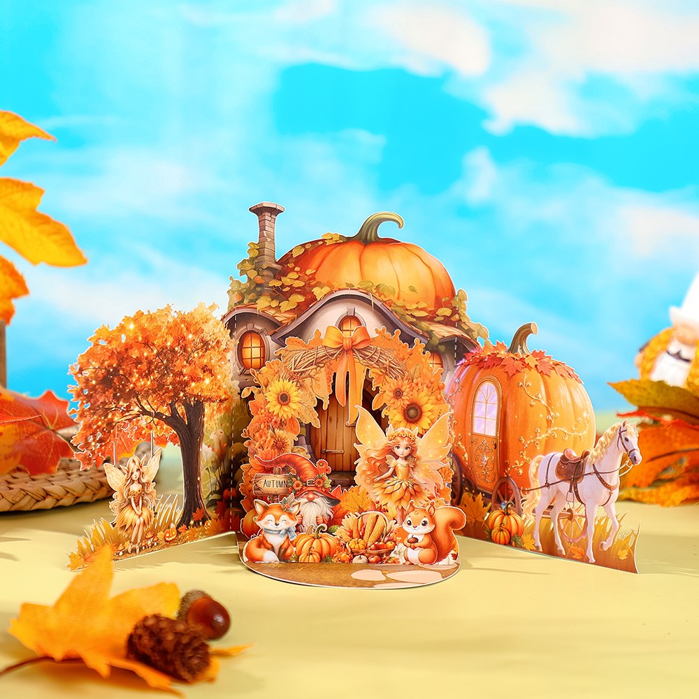 Thanksgiving Gnome Pumpkin Double Door Card