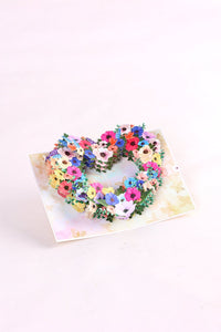 Heart Begonia Floral Wreath 3D Pop Up Card