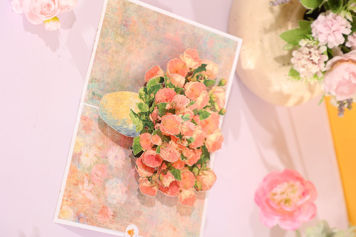 Pink Flower Bouquet Flip Pop Up Card