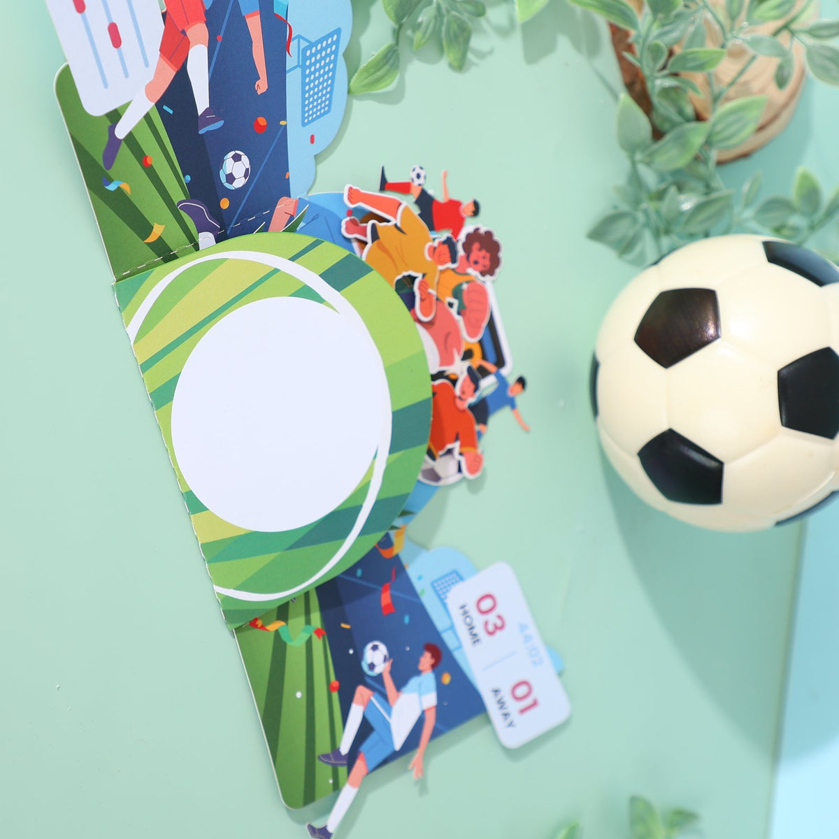 Soccer Party Double Door 3D Pop Up Card