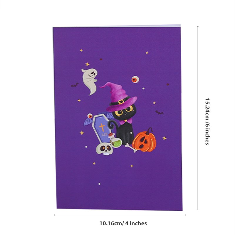 Moon Cat Box Halloween Greeting Card