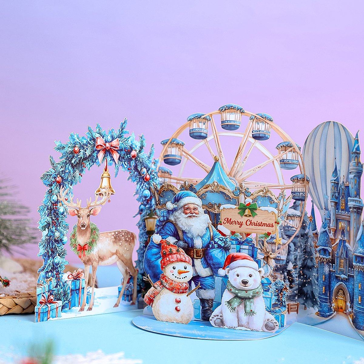 Christmas Amusement Park Double Door Pop Up Card
