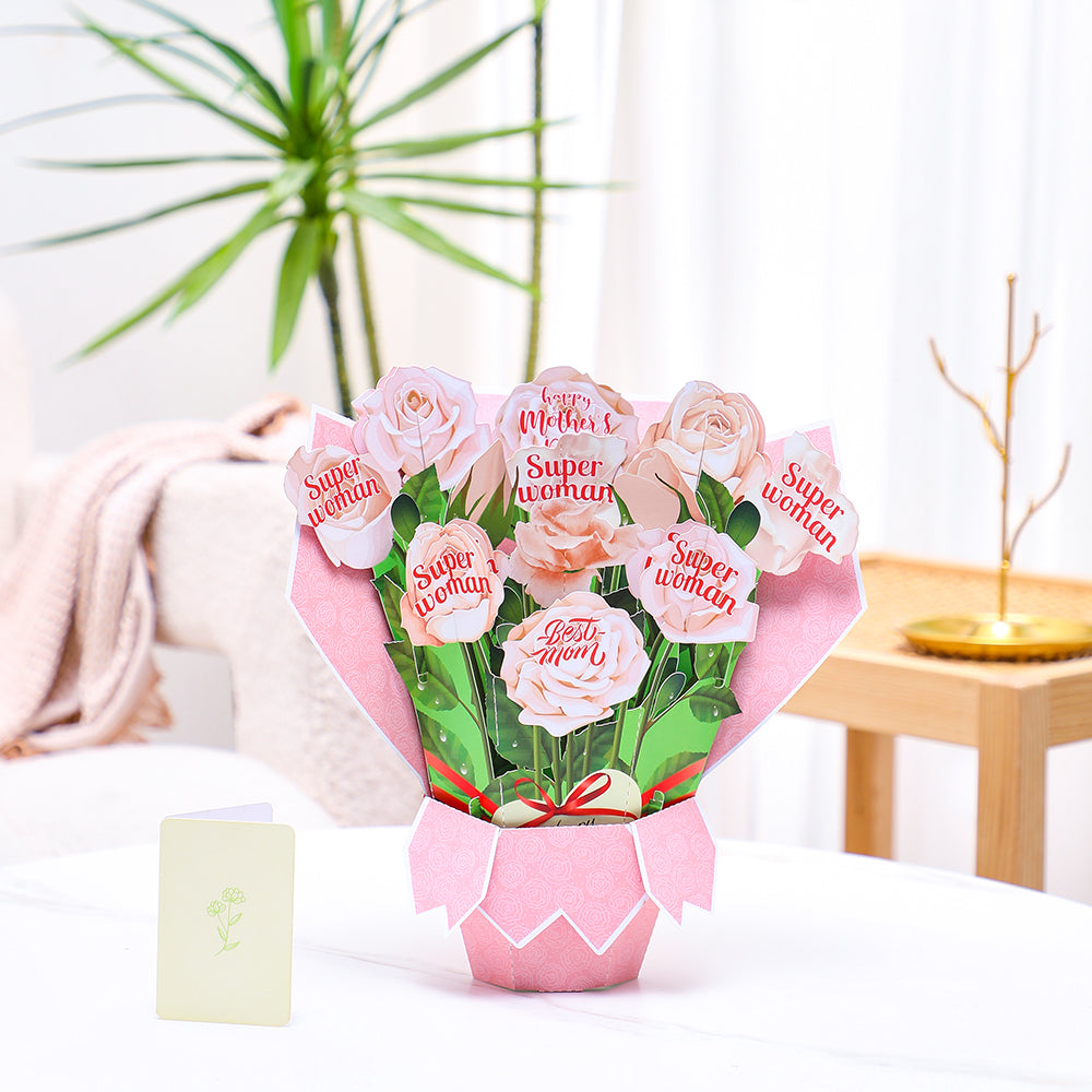 Large Champagne Rose Bouquet Mother's Day Card