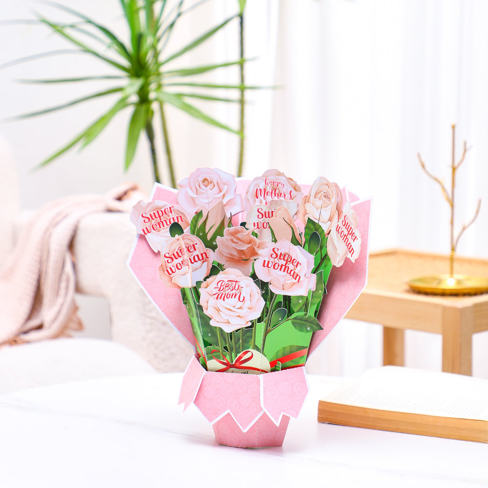 Large Champagne Rose Bouquet Mother's Day Card