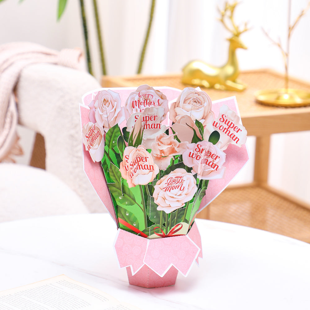 Large Champagne Rose Bouquet Mother's Day Card