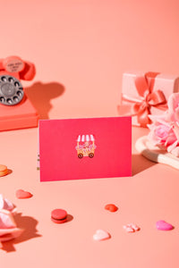 Valentine's Day Flower Cart 90° 3D Pop Up Card