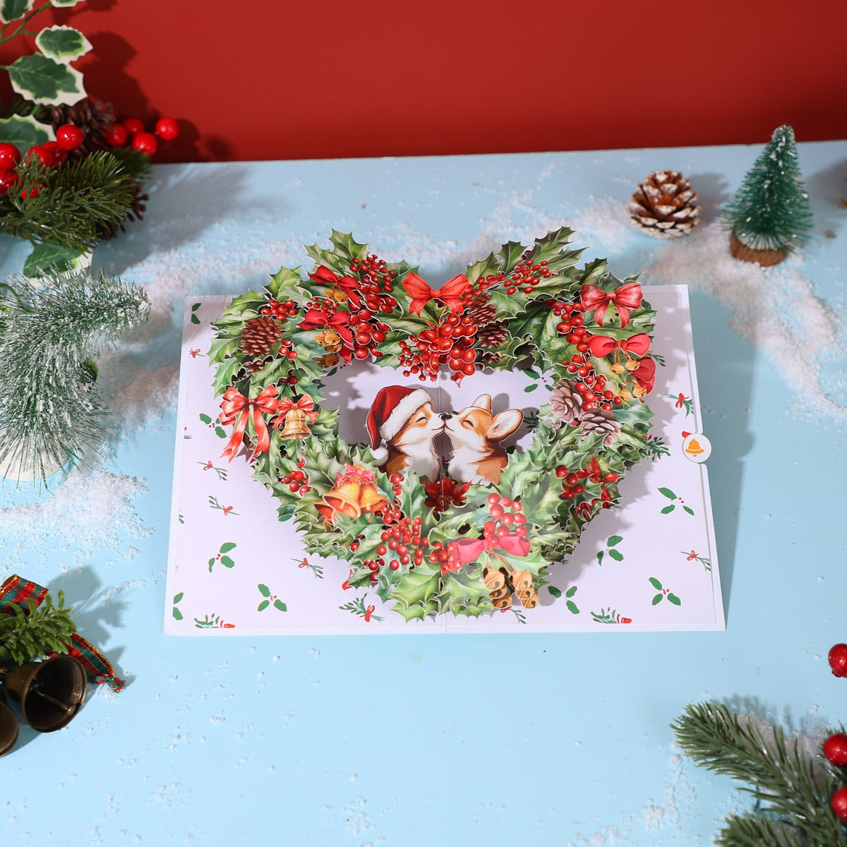 Christmas Floral Wreath 3D Pop Up Card