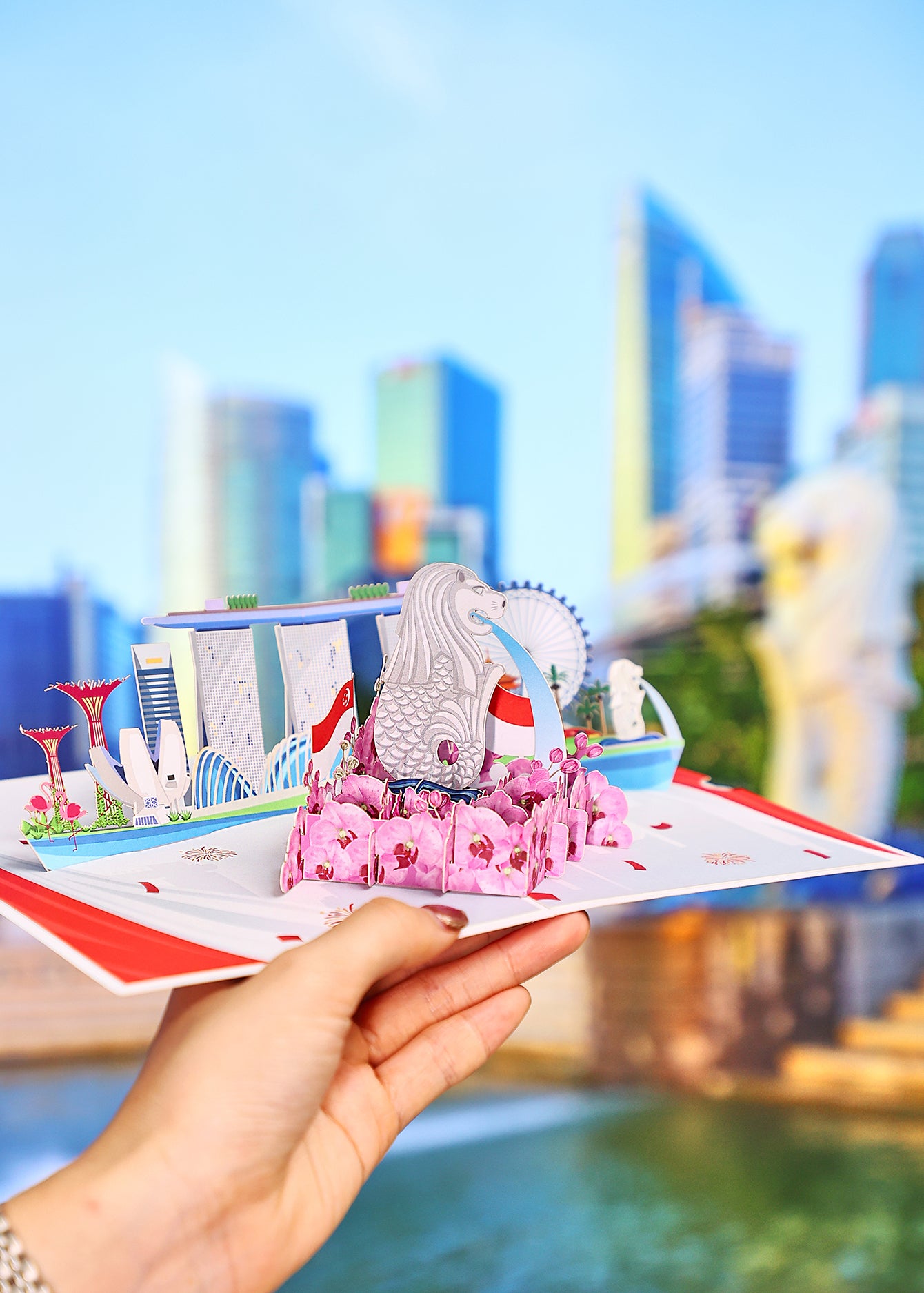Singapore Skyline 3D Pop-Up Card LandmarksTravel Souvenir Greeting Card