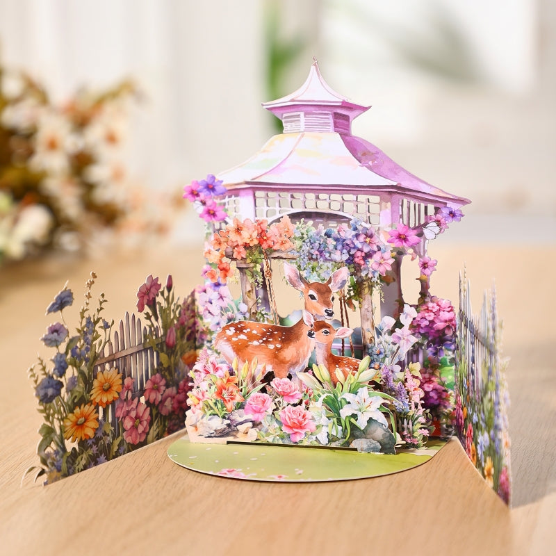 Bulk Order 3D Pop-Up Card Deer & Floral Gazebo Design Gift for All Occasions Greeting Card