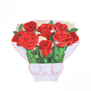 Luxury Red Rose Bouquet 3D Pop-Up Greeting Card