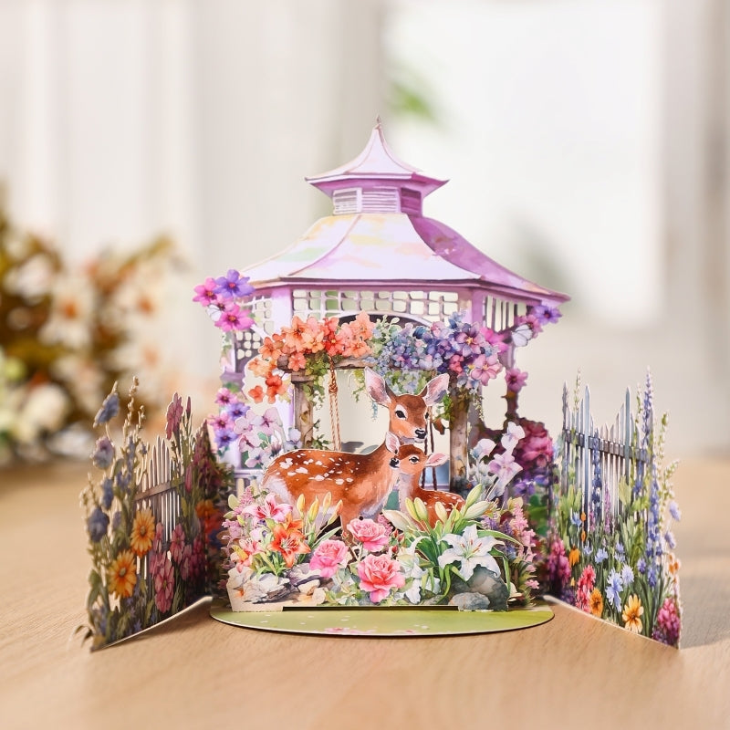 Bulk Order 3D Pop-Up Card Deer & Floral Gazebo Design Gift for All Occasions Greeting Card