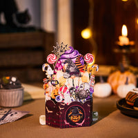 Cost-Effective for Business Gnome Halloween Box 3D Pop-up Card With Spooky Candy & Bat Design  Gnome Halloween Pop-Up Box Card – Spooky Candy & Bat Decor Bulk Greetings