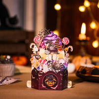 Cost-Effective for Business Gnome Halloween Box 3D Pop-up Card With Spooky Candy & Bat Design  Gnome Halloween Pop-Up Box Card – Spooky Candy & Bat Decor Bulk Greetings