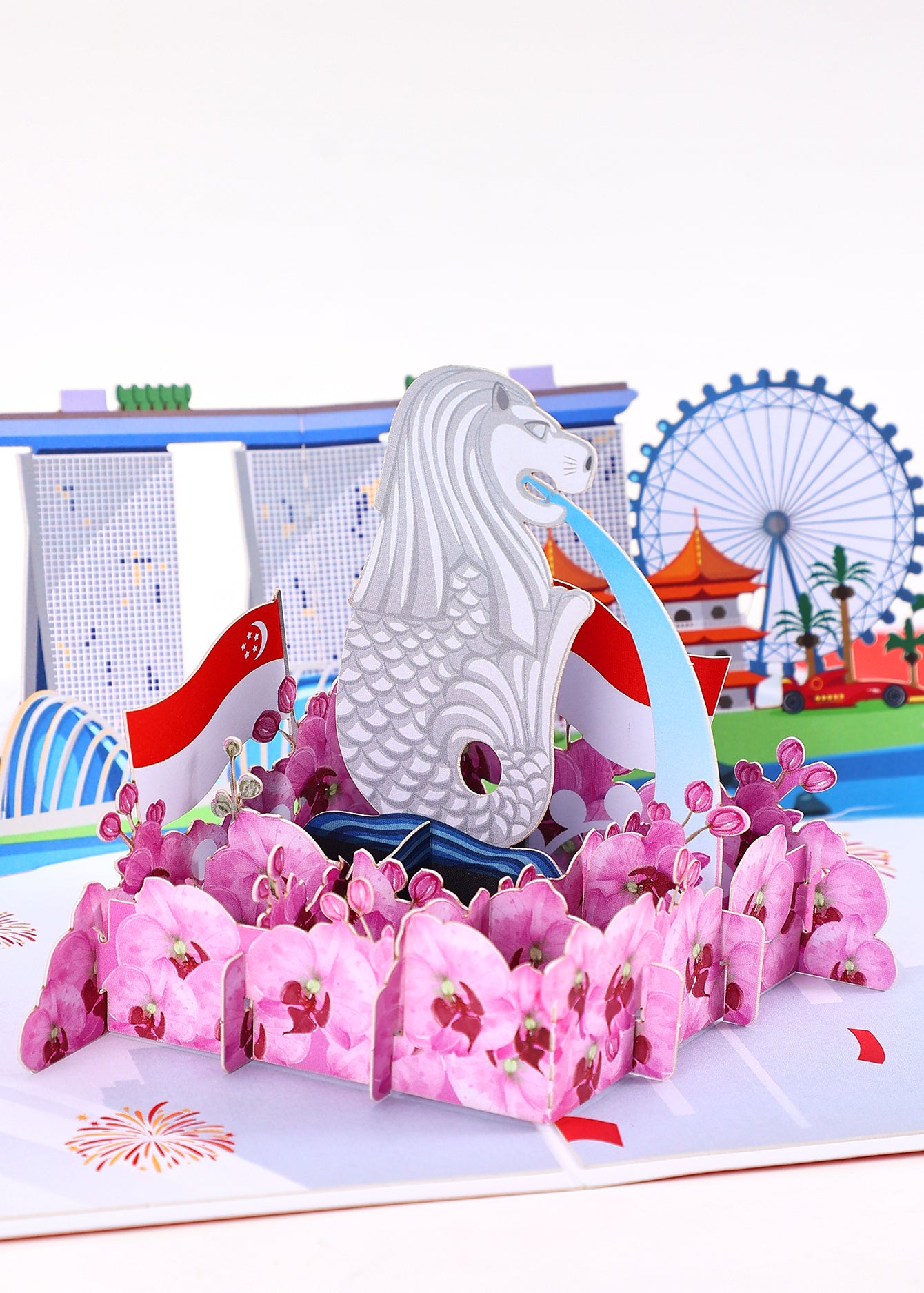 Singapore Skyline 3D Pop-Up Card LandmarksTravel Souvenir Greeting Card