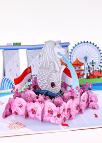 Singapore Skyline 3D Pop-Up Card LandmarksTravel Souvenir Greeting Card