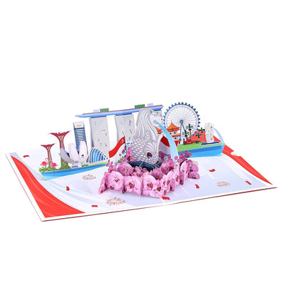 Singapore Skyline 3D Pop-Up Card LandmarksTravel Souvenir Greeting Card