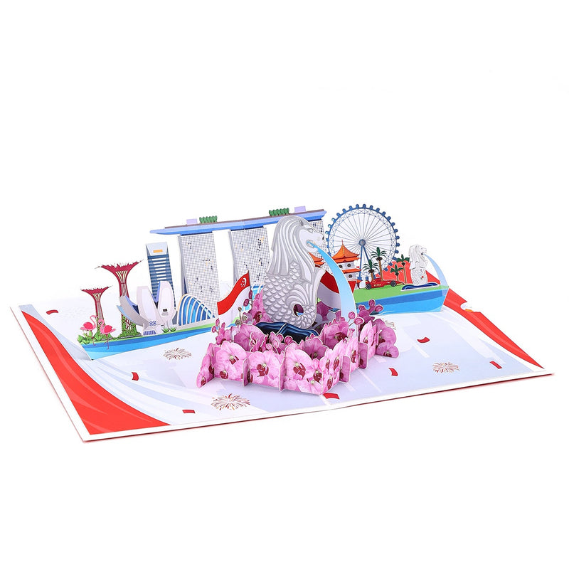 Singapore Skyline 3D Pop-Up Card LandmarksTravel Souvenir Greeting Card