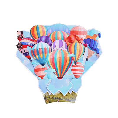 Custom Colorful Hot Air Balloon 3D Pop-Up Card Vibrant 3D Flower Bouquet