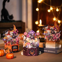 Cost-Effective for Business Gnome Halloween Box 3D Pop-up Card With Spooky Candy & Bat Design  Gnome Halloween Pop-Up Box Card – Spooky Candy & Bat Decor Bulk Greetings
