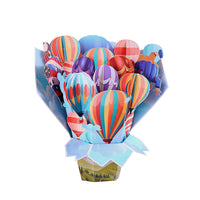 Custom Colorful Hot Air Balloon 3D Pop-Up Card Vibrant 3D Flower Bouquet