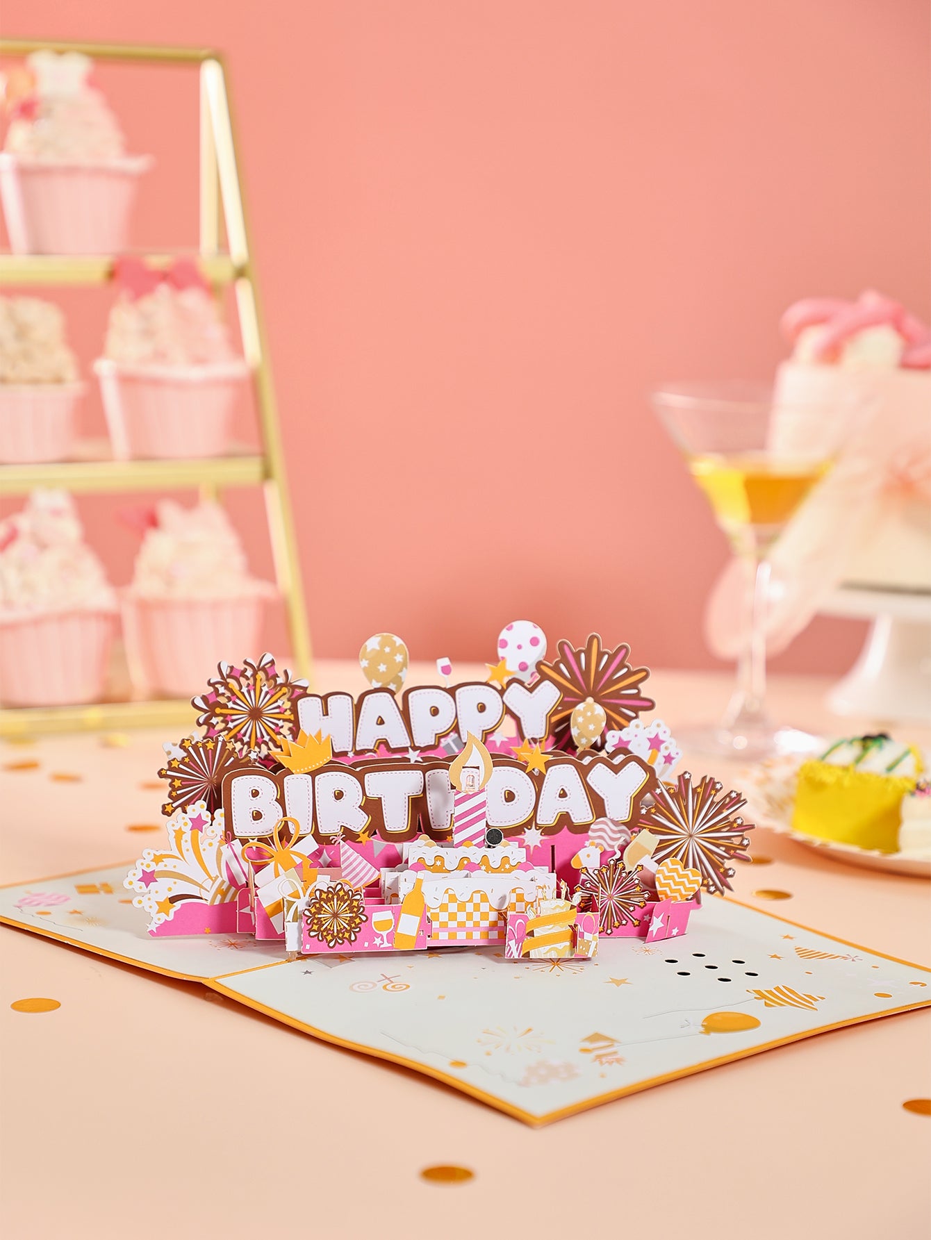 Manufacture Festive Greeting Card Fireworks Birthday 3D Pop-Up Card